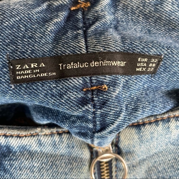 Zara Vintage Style High Waisted Culotte Frayed Hem Blue Denim Jeans Sz 00 - Picture 10 of 10